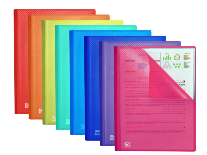 Oxford Urban A4 Carpeta de 80 Fundas Soldadas A4 - Tapa de Plastico Translucido - Colores Surtidos · Pack de 10 uds.