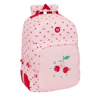 Safta Glowlab Frutitas Mochila con 2 Compartimentos - Antirozaduras - Adaptable a Carro - Bolsillo Frontal - Portabotellas - Tirador Doble - Hombreras Ergonomicas - 320x150x420mm - Color Ros