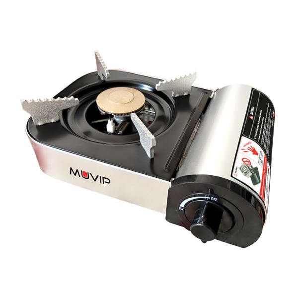 Muvip Serie Small Cocina de Gas Portatil 1 Fuego - Encendido Automatico - Quemador de Aluminio y Cobre - Valvula Doble Sellado - Maleta de Transporte