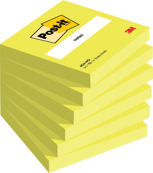 Post-It Pack de 6 Blocs de 100 Notas Adhesivas Reposicionables - Forma Cuadrada - 76x76mm - Color Verde