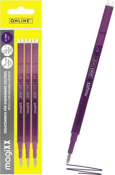 Online MagiXX Pack de 3 Recambios de Tinta Gel Borrable - Trazo de 0.7mm - Color Lila