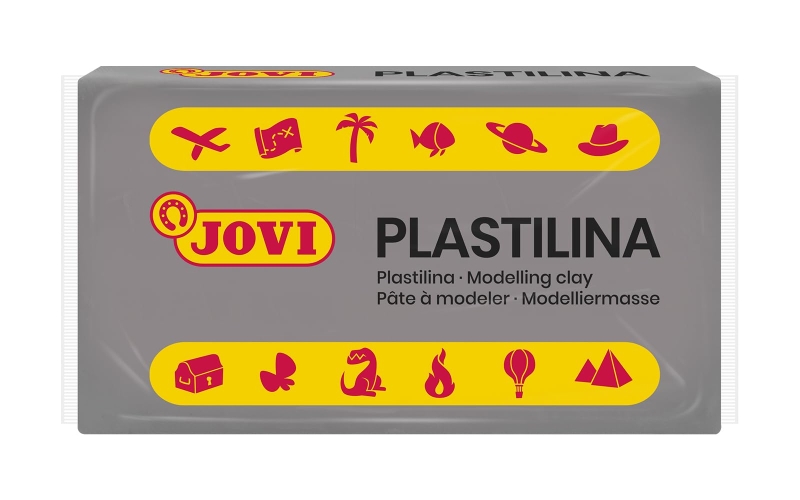 Jovi Caja de 30 Pastillas de Plastilina 50gr - Pasta Vegetal - No Endurece - sin Gluten - Inocua - Facil de Moldear - Ideal para Volumen y Moldes - Color Gris