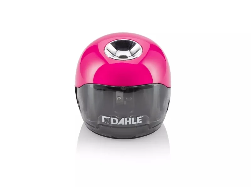 Dahle 250 Afilalapices Electrico - Para Lapices de Ø 8mm - Gran Deposito Transparente - Alimentacion con Pilas AA - Color Rosa