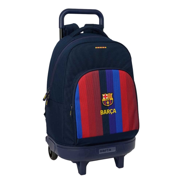 Safta F.C.Barcelona 1ª Equipacion 26/27 Mochila con Carro - Extraible - 33L - Portabotellas - Tarjeta de Identificacion Personal - Doble Tirador - Asa - Bolsillo Frontal - 33x45x22cm - Color Azul Noche