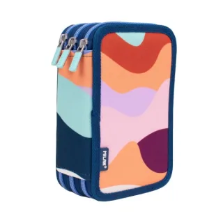 Milan The Fun Plumier de 3 Pisos con Goma de Borrar, Sacapuntas, Lapiz, 3 Boligrafos Capsule, Regla, 12 Lapices de Colores, 6 Lapices de Colores Metalizados, 5 Fluorescentes, Tijeras y 18 Ro