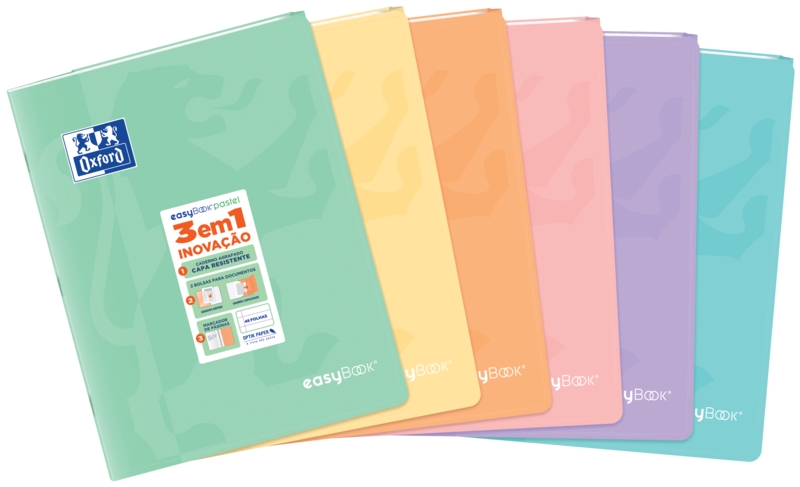Oxford Easybook A4 Libreta Grapada Tamaño A4 Pauta 1 Linea - 48 Hojas con Margen - Tapa de Plastico Resistente - Colores Pastel Surtidos · Pack de 10 uds.