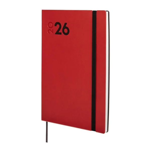 Finocam Dynamic Mara Agenda Profesional - Anual 2026 - Tapa Blanda - Cierre con Goma Elastica - Formato Y10 - 144x11x208mm - Semana Vista en Vertical - Color Rojo