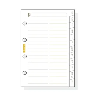 Finocam C175 Indice Alfabetico para Agendas Classic - 12 Solapas - Formato 601 - 56x89x3mm - Cartulina - Color Blanco