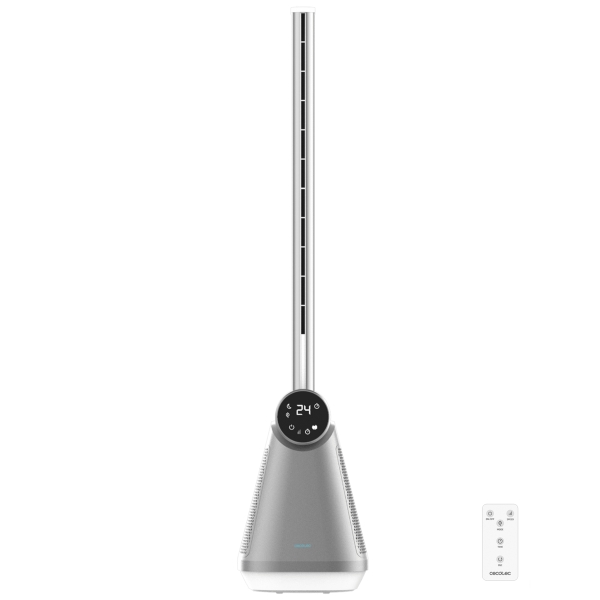 Cecotec EnergySilence 9890 Skyline Bladeless Ventilador de Torre de 39" de Altura - 50W - Tecnologia sin Aspas - Control Tactil - Temporizador - 3 Velocidades - Oscilacion de 40º - Color Gri