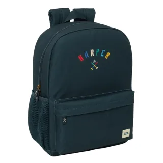 Safta Harper and Neyer Mochila Adaptable a Carro - Tirador Doble - Hombreras Ergonomicas - Bolsillo Frontal - Asa Superior - 18L - 320x140x430mm - Color Azul Marino