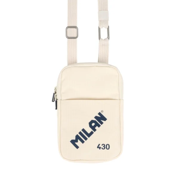 Milan Coleccion 430 Bolso Pequeño Bandolera - Tamaño Bolso 19x2.3x12.8cm - Cierre de Cremallera - Mosqueton de Aluminio - Color Beige