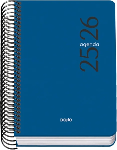 Dohe Esencial Agenda Escolar 25/26 Espiral A6 - Dia Pagina - Papel 70g/m2 - Cubierta en Polipropileno - Color Azul · Pack de 10 uds.