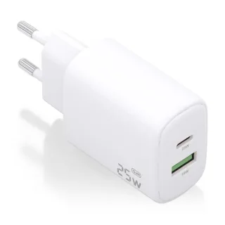 Aisens Cargador 25W - 1xUSB-C PD3.0 - 1xUSB-A QC3.0 - Color Blanco