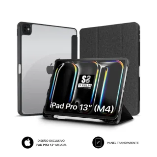 Subblim Funda Exclusiva para iPad Pro 13" M4 2024 - Cierre Magnetico - Bordes Reforzados - 2 Posiciones de Soporte - Color Negro/Transparente
