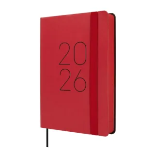 Finocam Flexi Lisa Agenda - Anual 2026 - Tapa Blanda - Formato F4 - 120x23x172mm - 1 Dia por Pagina - Color Rojo