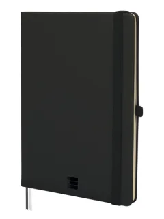 Finocam Nexo Cuaderno de Tapa Dura - 72 Hojas - Formato A5 - 148x210mm - Papel Crema de 80g/m2 - Bolsillo Interior - Cierre con Goma - Portaboligrafo - Hojas Microperforadas - Color Negro