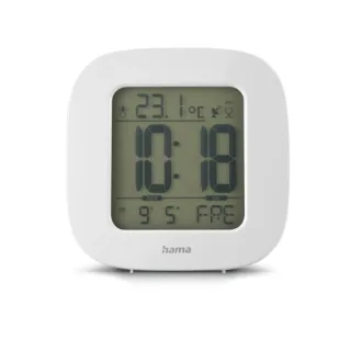 Hama Rc 45 Radio Reloj Despertador - Termometro - Pantalla Digital - Funcion de Repeticion de Alarma - Zona Horaria Ajustable - 7.8x4x7.8cm - Color Blanco