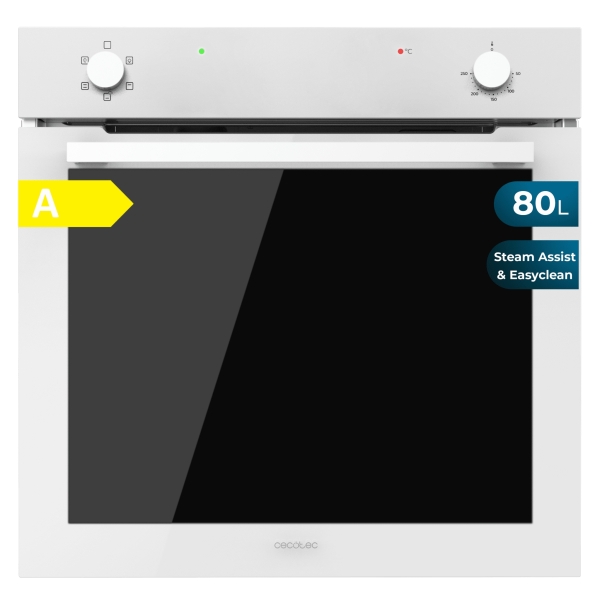 Cecotec Bolero Hexa C126400 Glass White A Horno Convencional Integrable - Potencia 2800W - Capacidad 80L - Puerta de Cristal Doble - 5 Funciones - Color Blanco