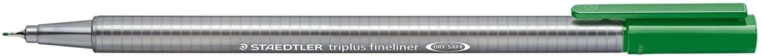 Staedtler Triplus Fineliner 334 Rotulador de Punta Fina - Trazo de 0.3mm - Tinta Base de Agua - Color Verde Savia · Pack de 10 uds.