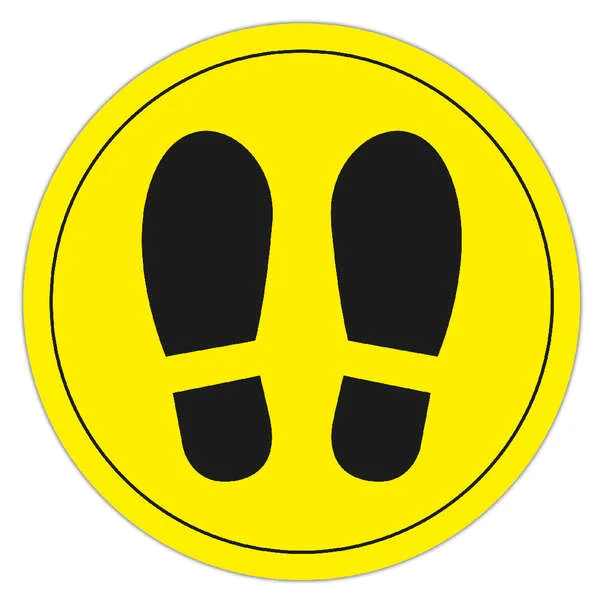 Apli Circulo Señalizacion Adhesivo Ilustracion Zapatos Ø30mm - Acabado Mate - Adhesivo Solvente Alta Resistencia - Color Amarillo/Negro - Film PVC 100 Micras con Imprimacion