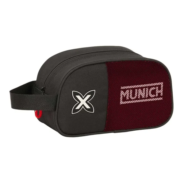 Safta Munich Vulcan Neceser de 5L - Cremallera - Asa Lateral - Adapatable a Carro - 260x120x150mm - Color Negro y Rojo