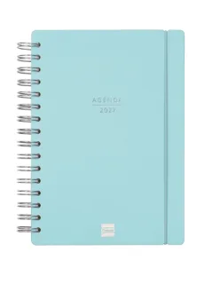 Finocam Haiku Agenda de Espiral en Catalan - 16 Meses - Semana Vista Horizontal - Formato E10 - 155x212mm - Tapa Dura - Papel de 95g/m2 - Cierre con Goma Elastica - Color Azul