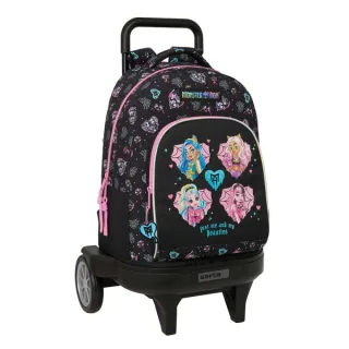 Safta Monster High Mochila con Carro - Extraible - Bolsillo Frontal - Portabotellas - Hombreras Acolchadas - Asa Acolchada - Tarjeta ID - Ruedas Antivibracion - 33L - 330x220x450mm - Color N