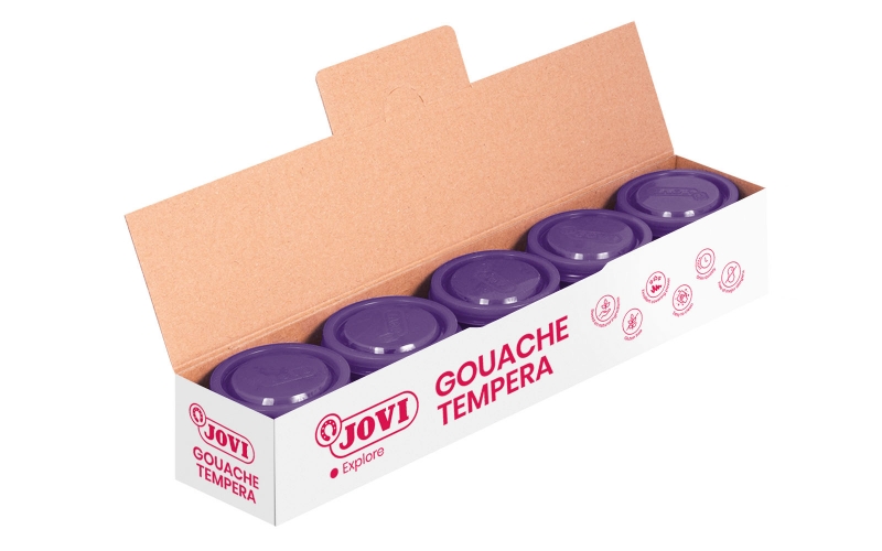 Jovi Bote de Tempera Escolar 35ml - Aplicacion en Multiples Superficies - Uso con Pincel, Rodillo o Espatula - Colores Mezclables - Color Violeta