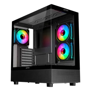 Abysm Danube Sava H400 Prime Black Caja Torre ATX, Mini-ITX, Micro ATX - Lateral y Frontal Cristal Templado - 3.5" y 2.5" - USB-A, USB-C y Audio - 3 Ventiladores ARGB Instalados - Soporta Re