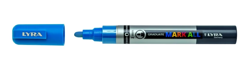 Lyra Mark All Rotulador Permanente - Multisuperficie - Punta Redonda - 2mm - Color Azul Claro · Pack de 6 uds.