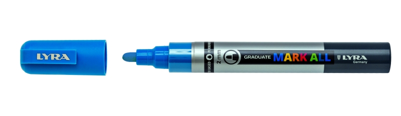 Lyra Mark All Rotulador Permanente - Multisuperficie - Punta Redonda - 2mm - Color Azul Claro · Pack de 6 uds.