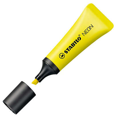 Stabilo Neon 72 Marcador Fluorescente - Trazo entre 2 y 5mm - Tinta con Base de Agua - Cuerpo en Forma de Tubo - Color Amarillo · Pack de 10 uds.