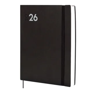 Finocam Dynamic Mara Agenda Profesional en Catalan - Anual 2026 - Tapa Blanda - Cierre con Goma Elastica - Formato Y12 - 214x25x275mm - 1 Dia por Pagina - Color Negro
