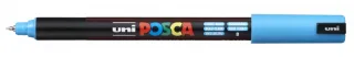 Posca PC-1MR Marcador de Pintura - Punta Roller de Fibra 0.7mm - Linea Extrafina - Tinta Pigmentada Base al Agua - Resistente a la Luz - Color Azul Claro · Pack de 6 uds.