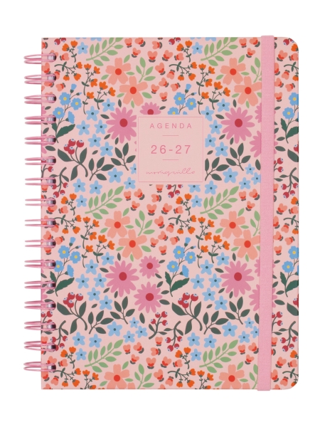 Finocam Moniquilla Agenda Escolar 26/27 en Catalan - Semana Vista Horizontal - Formato E10 - 155x212mm - Tapa Dura - Papel de 80g/m2 - Espiral Metalica - Multicolor