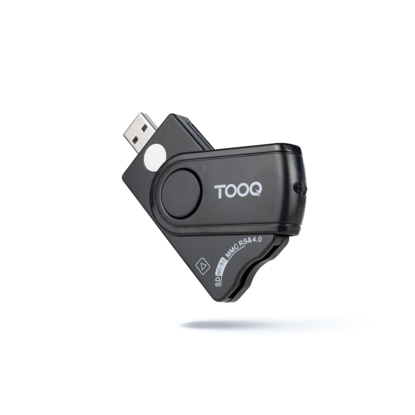 Tooq Lector de Tarjeta Inteligente y DNI + SIM, SD y SF - USB-A - Compatible con DNI 4.0 y Documento de Identidad de Portugal - Color Negro