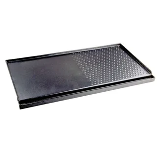 Muvip Plancha De Asar para Cocina Portatil - Zona Recoge Grasa - Bordes Antisalpicaduras - Revestimiento Antiadherente - Ideal para Cocinas Portatiles de 2 Quemadores - Compatible con MV0612