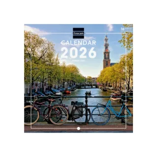 Finocam Calendario de Pared Internacional - Anual 2026 - Imagenes Variadas - 191x5x185mm - Tematica de Amsterdam