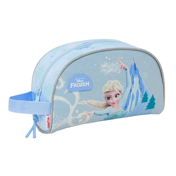 Safta Frozen Neceser - Adaptable a Carro - Asa de Mano Lateral - Bolsillo Interior con Cremallera - 26x16x9cm - Color Azul Pastel