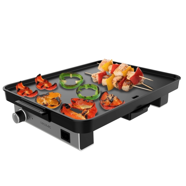 Cecotec Magnet 1800 Plancha Electrica - 1800W - Placa de Aluminio con Teflon - Termostato Regulable - Bandeja Recogegrasas - Piezas Desmontables - Apta para Lavavajillas - 40x30cm - Color Ne