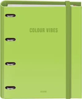 Dohe Colour Vibes Carpeta de 4 Anillas Mixtas de 35mm Recambio 100 Hojas Cuadricula 5mm - Formato A4 - Cierre con Goma - Incluye 4 Separadores y Sobre de Polipropileno - Color Verde Lima