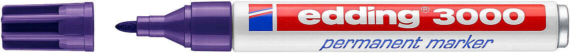 Edding 3000 Rotulador Permanente - Punta Redonda de 1.5mm - Trazo entre 1.5 y 3mm - Recargable - Secado Rapido - Color Violeta · Pack de 10 uds.