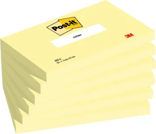 Post-It Pack de 6 Blocs de 100 Notas Adhesivas Reposicionables - Forma Rectangular - 76x127mm - Color Amarillo Claro