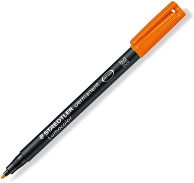 Staedtler Lumocolor 317 Rotulador Permanente - Punta Media Redonda - Trazo 1mm Aprox - Capuchon con Clip - Secado Rapido - Color Naranja · Pack de 10 uds.