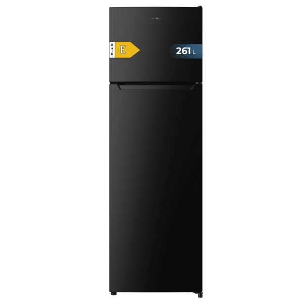 Cecotec Bolero CoolMarket 2D 261 Black E Frigorifico Dos Puertas - Capacidad 261L - Defrost - Congelacion Ultrarapida - Display Interior - Puerta Reversible - Clase E - 54x54x169.3cm - Color
