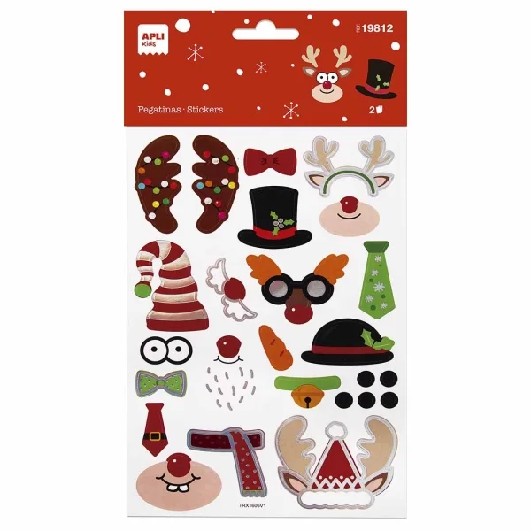 Apli Bolsa con 35 Pegatinas Navideñas Modelo Construccion Navidad - Adhesivo Permanente - Motivos Navideños