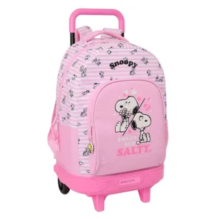 Safta Snoopy Mochila con Carro - Extraible - 33L - Portabotellas - Tarjeta de Identificacion Personal - Cremallera con Doble Tirador - Asa de Mano - Bolsillo Frontal - 33x45x22cm - Color Ros