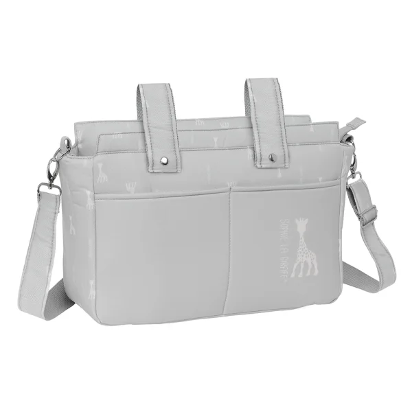 Safta Sophie la Girafe Mum Bolso de 17.94L - Adaptable al Carrito - Cremallera - Bolsillos Frontales - Organizador Interior - Bandolera Ajustable - 460x150x260mm - Color Gris Claro