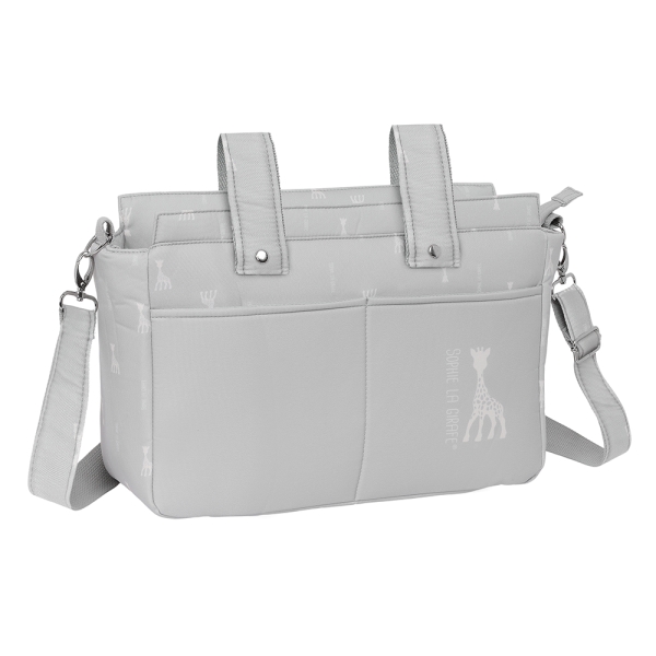 Safta Sophie la Girafe Mum Bolso de 17.94L - Adaptable al Carrito - Cremallera - Bolsillos Frontales - Organizador Interior - Bandolera Ajustable - 460x150x260mm - Color Gris Claro