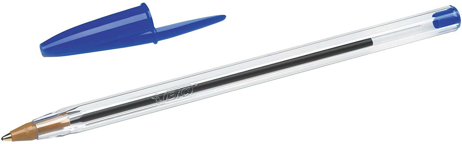 Bic Cristal Original Boligrafo de Bola - Punta Redonda de 1.0mm - Trazo 0.4mm - Tinta con Base de Aceite - Color Azul · Pack de 50 uds.